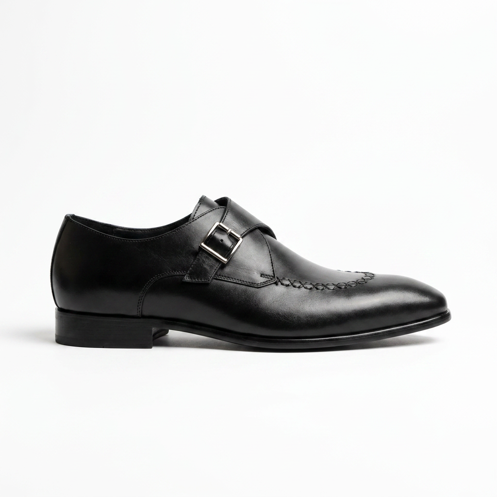 Galvare Classico – Chaussure Monk à Boucle en Cuir (Noir & Marron)