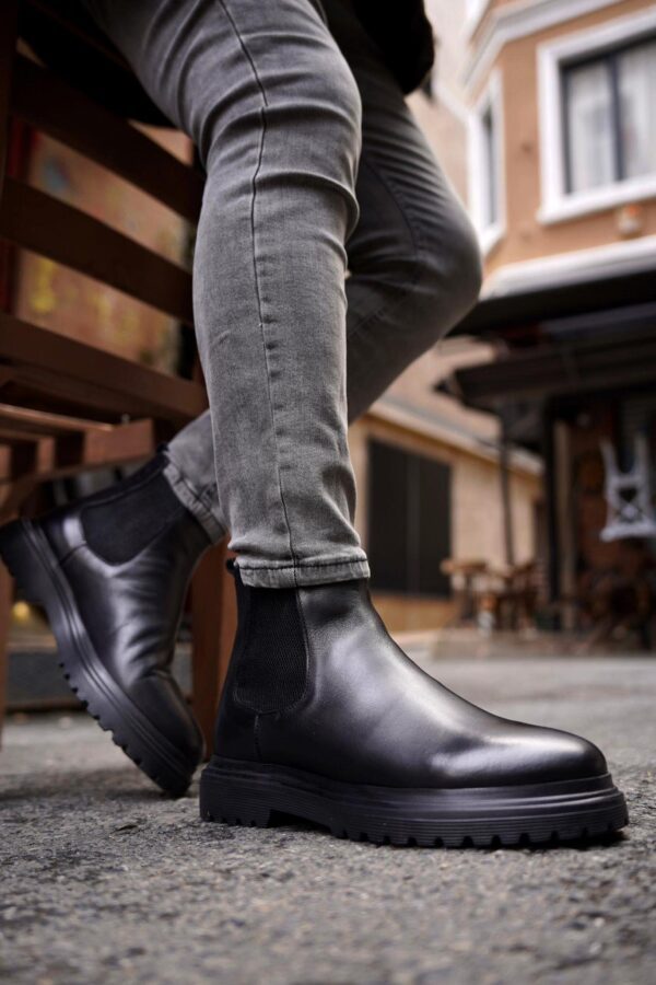 Galvare Bottes Chelsea pour homme en cuir noir  véritable