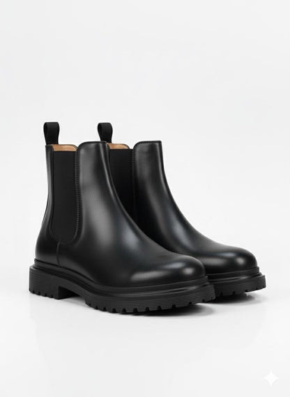 Galvare Bottes Chelsea pour homme en cuir noir  véritable